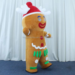 Lovely Dress 2.6m Walking Inflatable Gingerbread Mascot Costumes Adult Halloween Carnival Plush Furry Gingerbread Costume Events