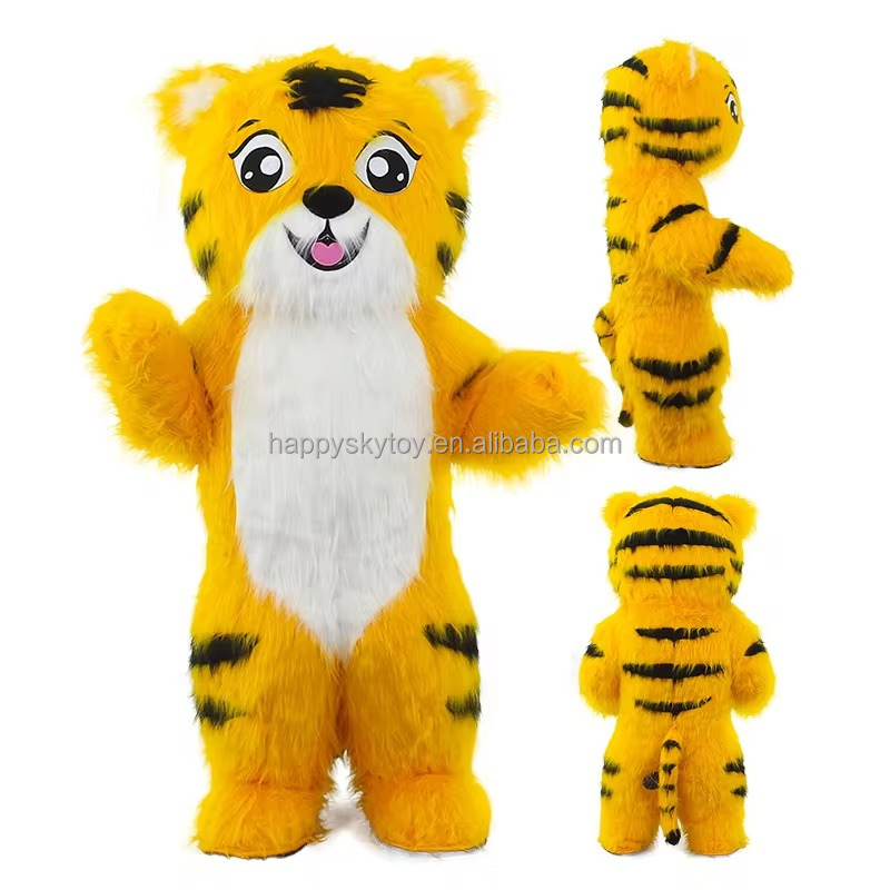 Cute Hot Selling Large Size Cartoon Lovely Animal Furry Inflatable Tiger Mascot Costume for Amusement Park