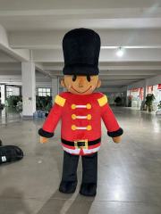 Christmas Festival Walking Inflatable Nutcracker Mascot Costume Cartoon Character Soldier Mascot Suit for Stage Performance