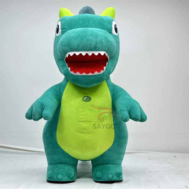 Plush Cute Dinosaur Inflatable Costume Suit for Adults 2m/2.6m Events Business Rental Inflatable Dragon Dinosaur Mascot Costume