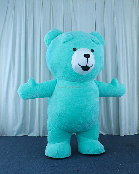 Hot Sale Life Size Inflatable Sky Blue Teddy Bear Mascot Costume for Adults-Unisex Easter/Halloween Use