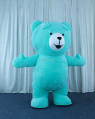 Hot Sale Life Size Inflatable Sky Blue Teddy Bear Mascot Costume for Adults-Unisex Easter/Halloween Use