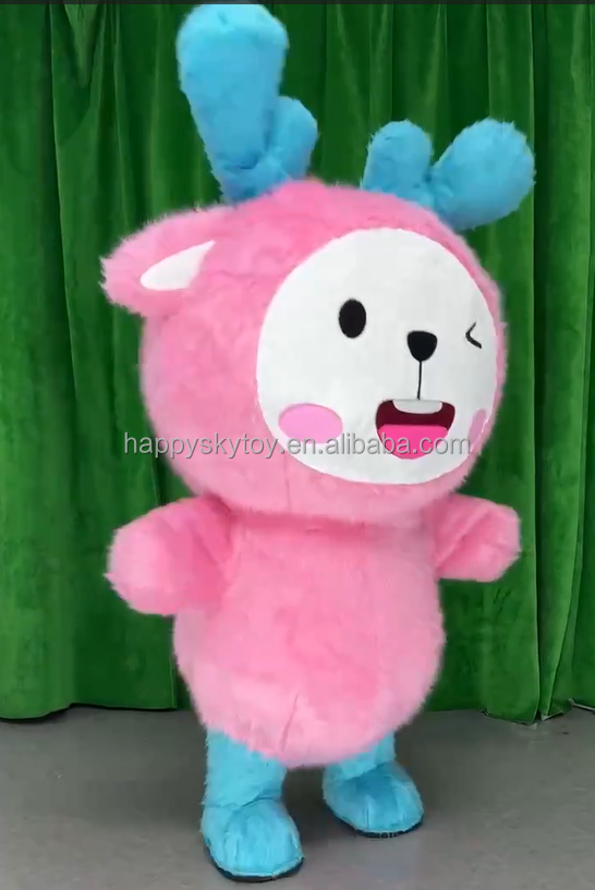 Anime Cosplay Mascot Costume Cartoon Character Deer pink Inflatable Clothing for Adults Birthday Party Dress 2.2m Mascots Suit