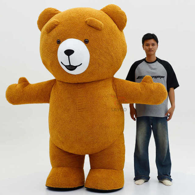 Inflatable Brown Teddy Bear Mascot Costume for Carnival and Party Adult Unisex Halloween Costume
