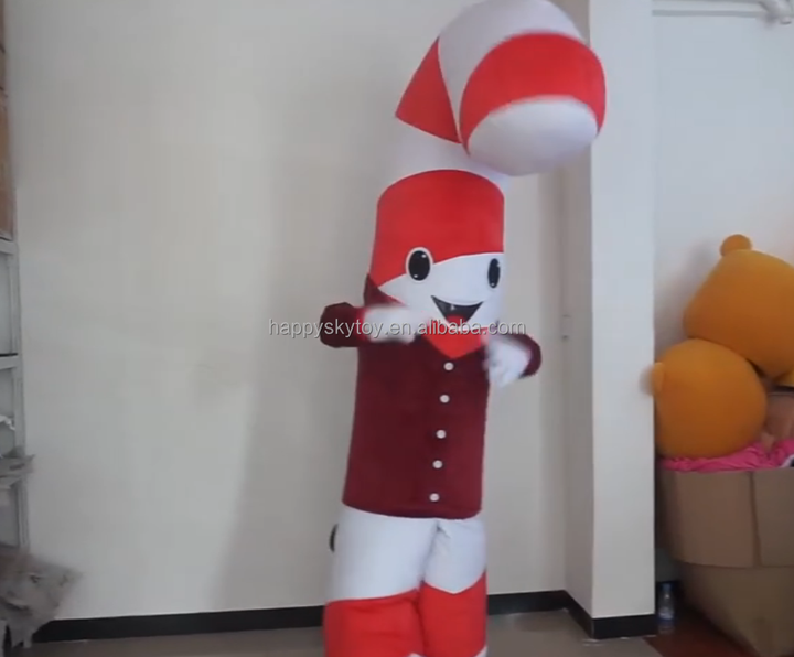 Funny Christmas Mascot Costume Custom Inflatable Walking Stick and Candy Cane Suit for Parade Performance and Xmas Event