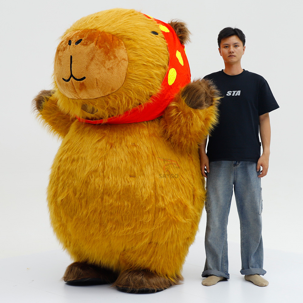 Cartoon Character Capybara Inflatable Clothing 2.2m Adult Cosplay Performance Wear Walking Capybara Inflatable Mascot Costumes