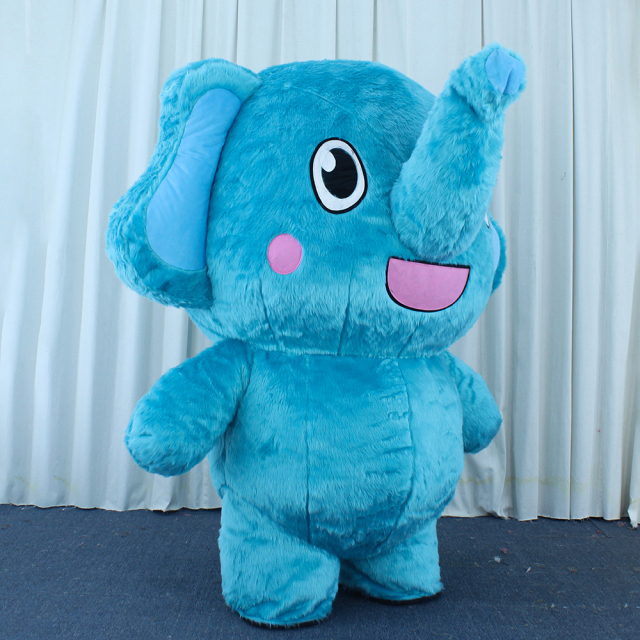 Unisex Gray Elephant Mascot Costume Plush Fur Inflatable for Adults on Sale