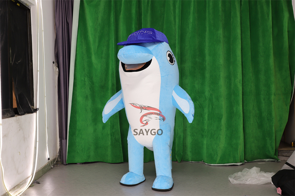 Unisex Inflatable Octopus Blue Mascot Costume Plush Big Eyes Customizable Animal Adult Cosplay Christmas Carnival Party Use