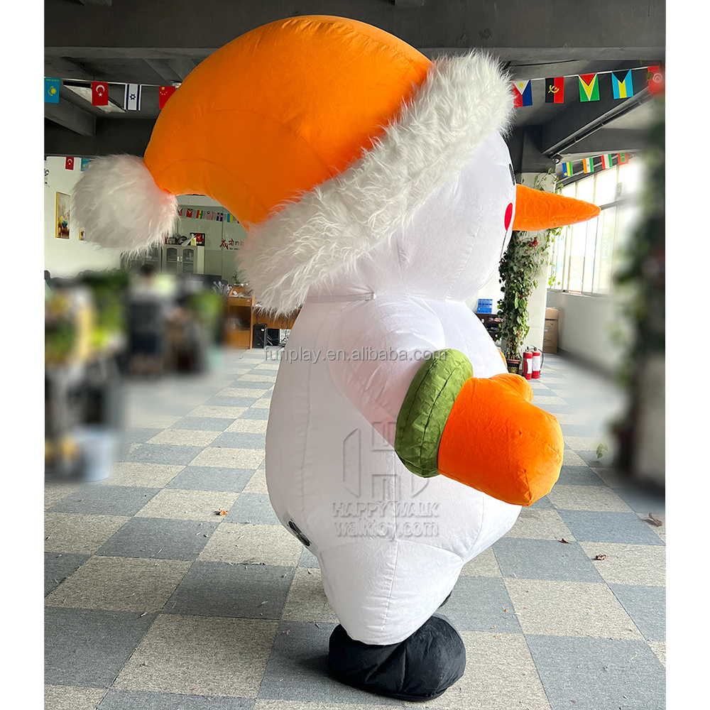 Ready to Ship Christmas Party Dress Happy Island Walking Inflatable Snowman Mascot Costume