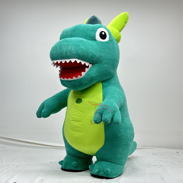 Plush Cute Dinosaur Inflatable Costume Suit for Adults 2m/2.6m Events Business Rental Inflatable Dragon Dinosaur Mascot Costume