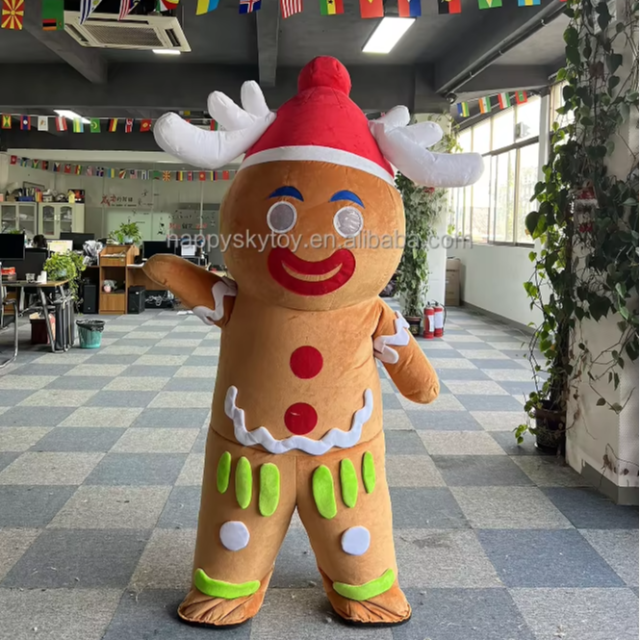 2m/2.6m Inflatable Gingerbread Gingersnap Man Mascot Costume Christmas Cartoon Cosplay Fancy Dress for Christmas