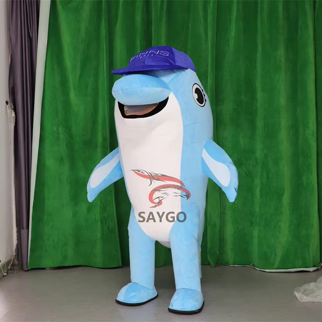 Sea Anime Dolphin Mascot Costume for Adults 2m 2.6m Inflatable Blue Dolphin Penguin Mascotte Costume Clothes for Advertise