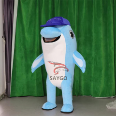 Sea Anime Dolphin Mascot Costume for Adults 2m 2.6m Inflatable Blue Dolphin Penguin Mascotte Costume Clothes for Advertise