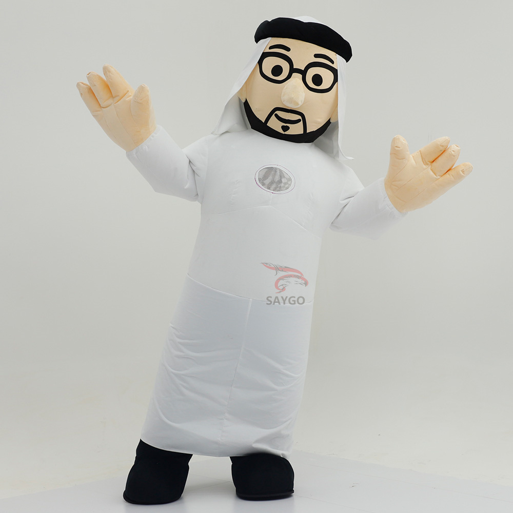 Arab Prince Inflatable Doll Costume for Adults Cosplay Wear 2.2m 2.6m Inflatable Mascot Costume Arab Man Arabic People Clothes