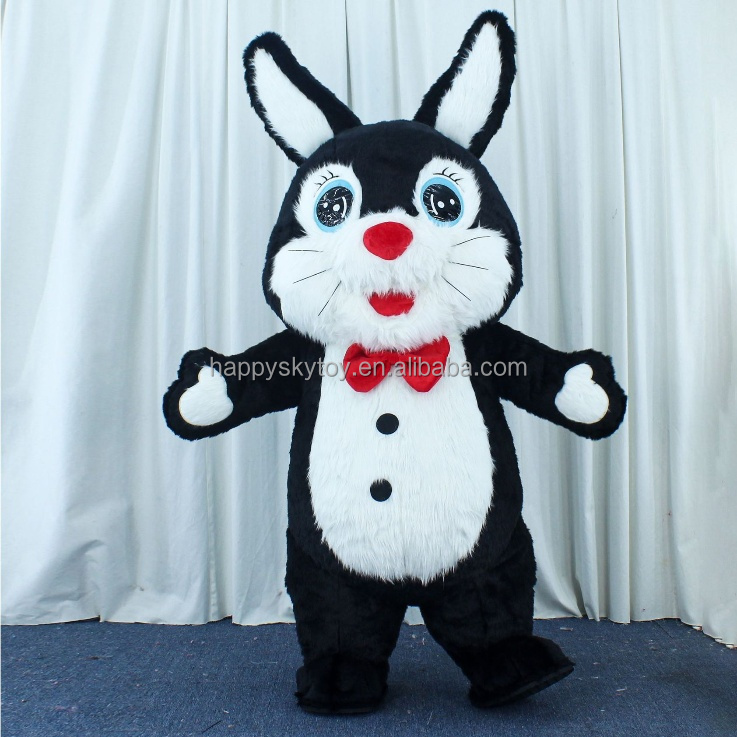 Inflatable Adult White and Yellow Easter Bunny Rabbit Mascot Costume for Carnival and Halloween