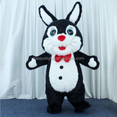 Inflatable Adult White and Yellow Easter Bunny Rabbit Mascot Costume for Carnival and Halloween