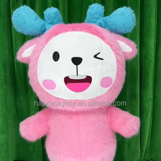 Anime Cosplay Mascot Costume Cartoon Character Deer pink Inflatable Clothing for Adults Birthday Party Dress 2.2m Mascots Suit