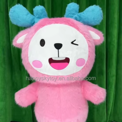Anime Cosplay Mascot Costume Cartoon Character Deer pink Inflatable Clothing for Adults Birthday Party Dress 2.2m Mascots Suit