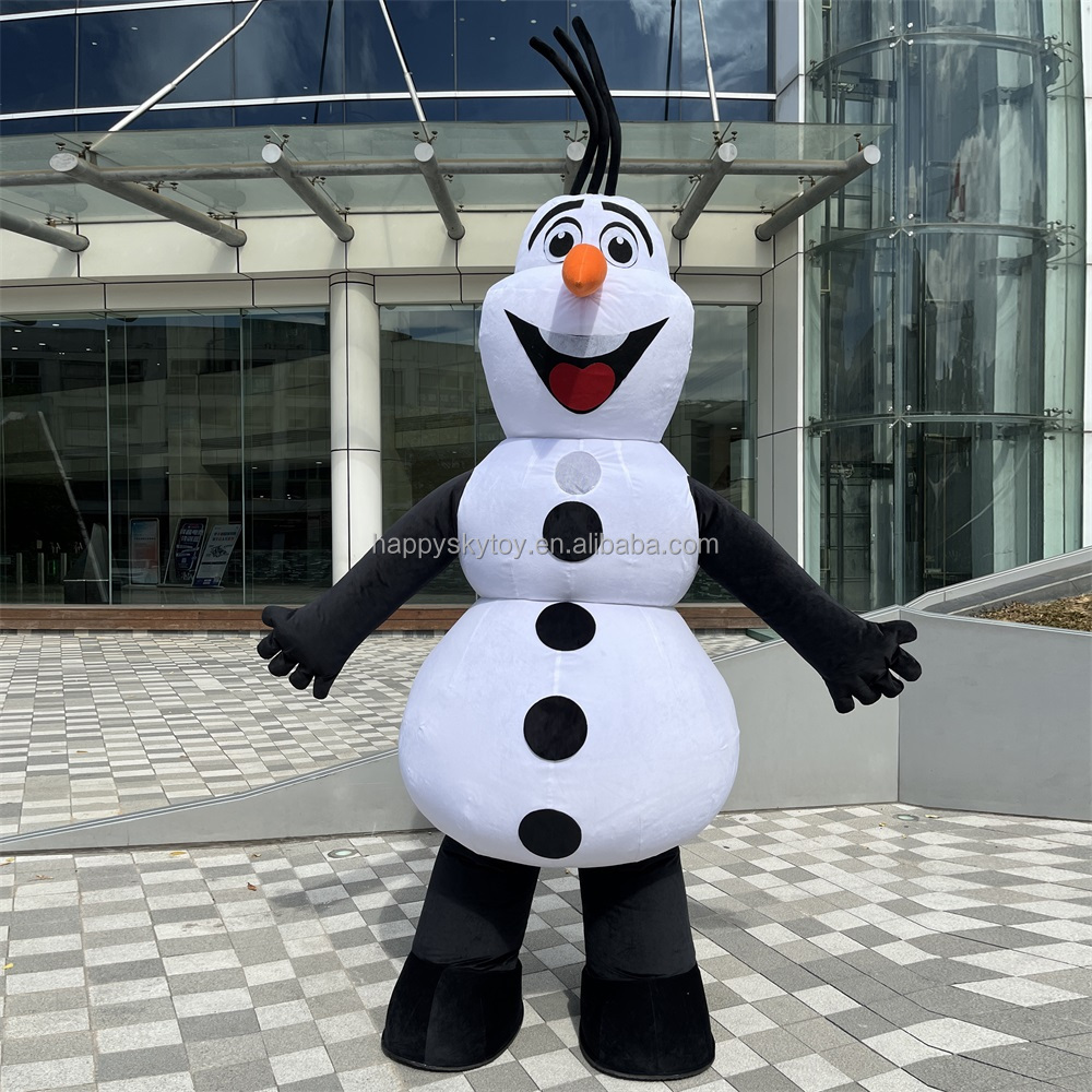 Christmas Party Dress Happy Island Walking Blue Inflatable Snowman Mascot Costume