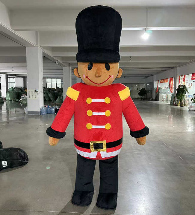 Christmas Festival Walking Inflatable Nutcracker Mascot Costume Cartoon Character Soldier Mascot Suit for Stage Performance
