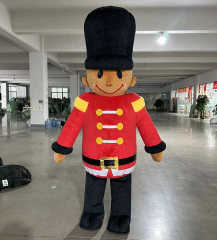 Christmas Festival Walking Inflatable Nutcracker Mascot Costume Cartoon Character Soldier Mascot Suit for Stage Performance