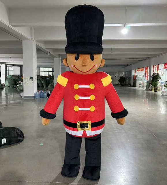 Christmas Festival Walking Inflatable Nutcracker Mascot Costume Cartoon Character Soldier Mascot Suit for Stage Performance
