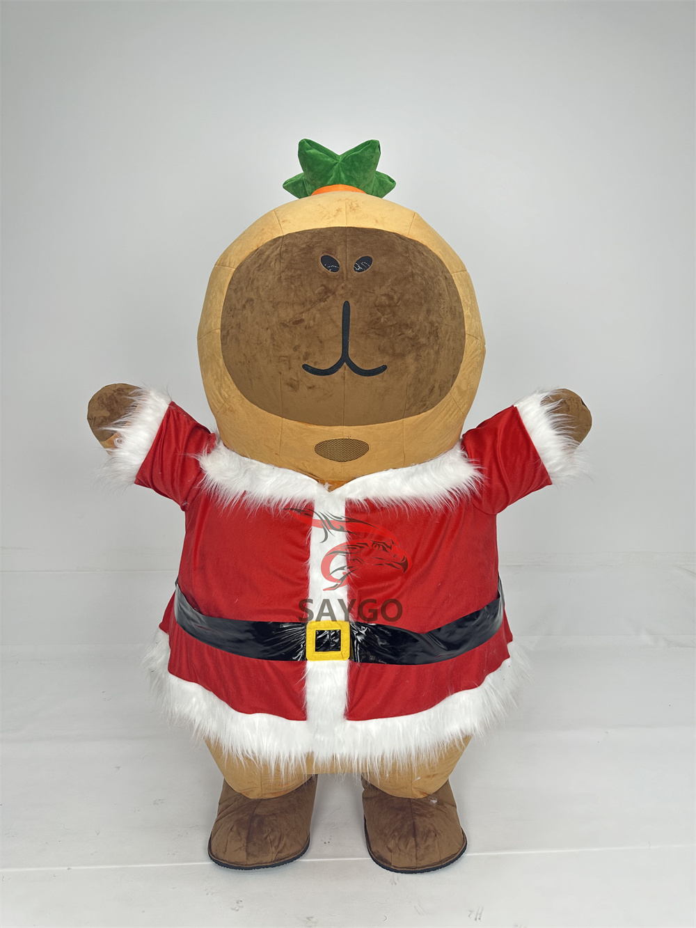 Lovely Design Santa Style Plush Capybara Mascot Costume 2/2.6m Adult Inflatable Capybara Hamster Costume Dress up Cloth for Sale