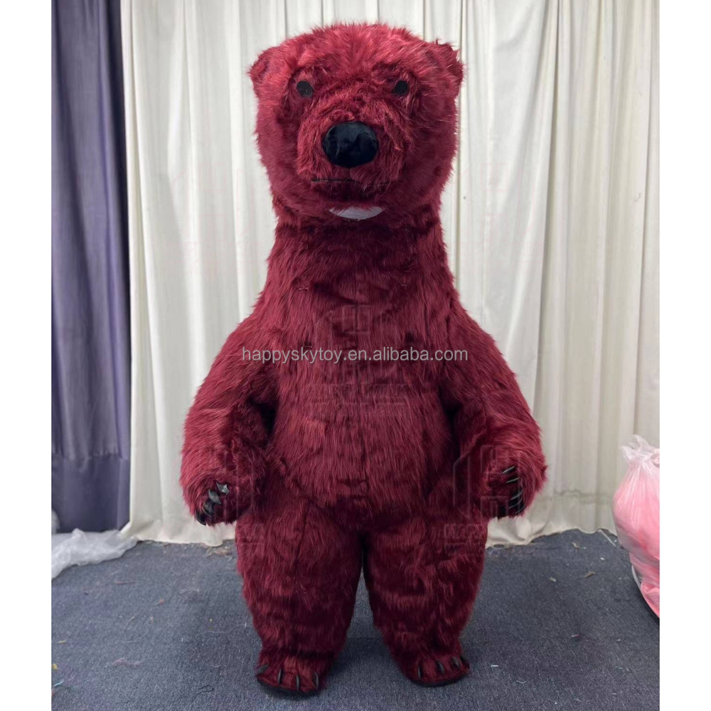Animal Carnival Dress Suit Fur Elephant Costume Inflatable Mascot Costume for Adult Halloween Plush Furry Mammoth