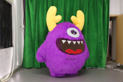 Purple Single Big Eye Power Plant Monster Inc. Mascots Costume 2m 2.6m Inflatable Furry Eye Monster with Antler for Sale