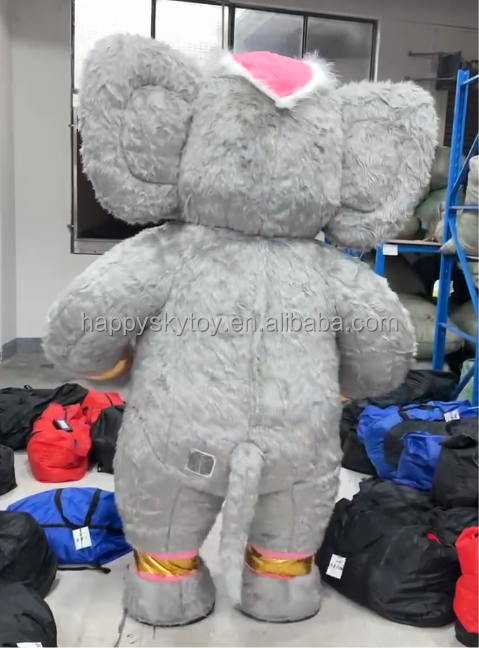 Outdoor Adult Anime Costumes Long Furry Inflatable Elephant Mascot Costume 2/2.6m Grey Elephant Cosplay Anime Clothes