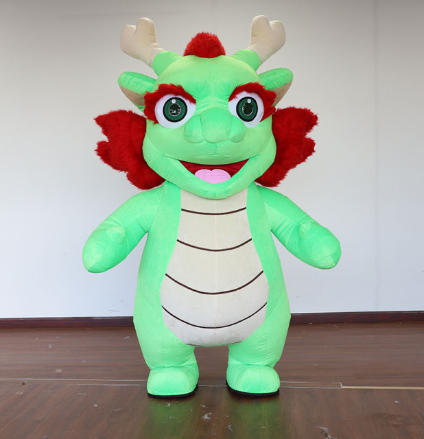 2024 New Type Plush Walking Inflatable Dragon Mascot Costume Unisex Chinese New Year Adult Parties Festivals Anime Happy Island