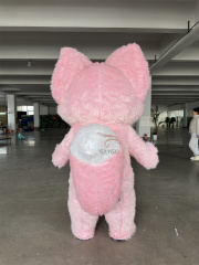 2025 Unisex Adult Long Furry Inflatable Fox Costume Mascot Custom Festivals Holidays Promotions Carnivals pink Linabell Costume