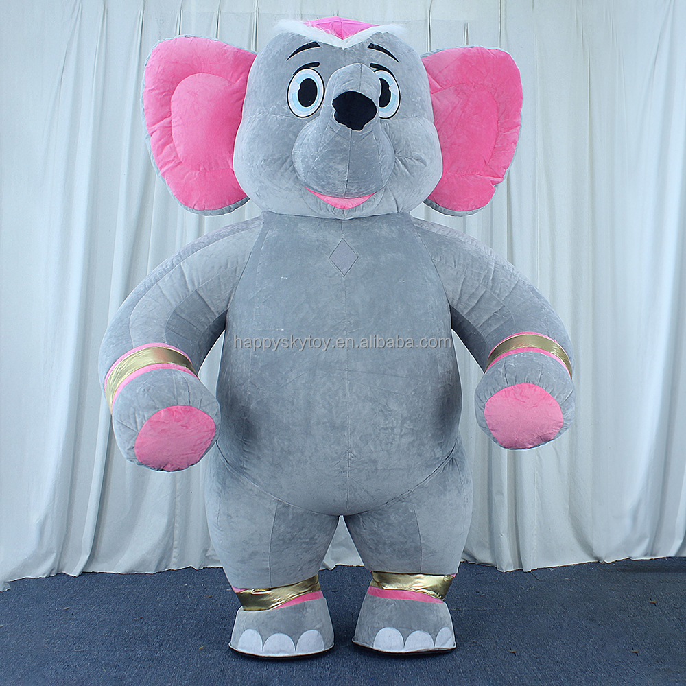 Customized Cartoon Inflatable Elephant Mascot Suit Plush Animal Decor Party Holiday Advertising Inflatable Costumes Decorations