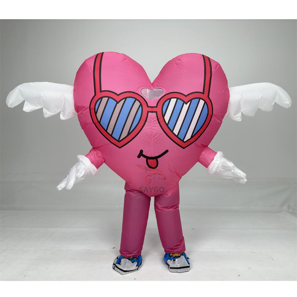 Swing Angle Inflatable Heart Mascot Costume for Adults Dress up Festivals Performance Wear