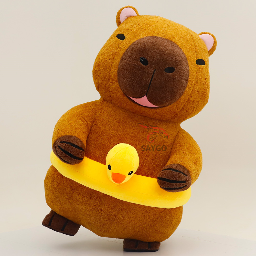 Party Advertising Cosplay Inflatable Walking Capybara Animal Mascot Costume with Duck Swimming Ring for Adults-Custom Design