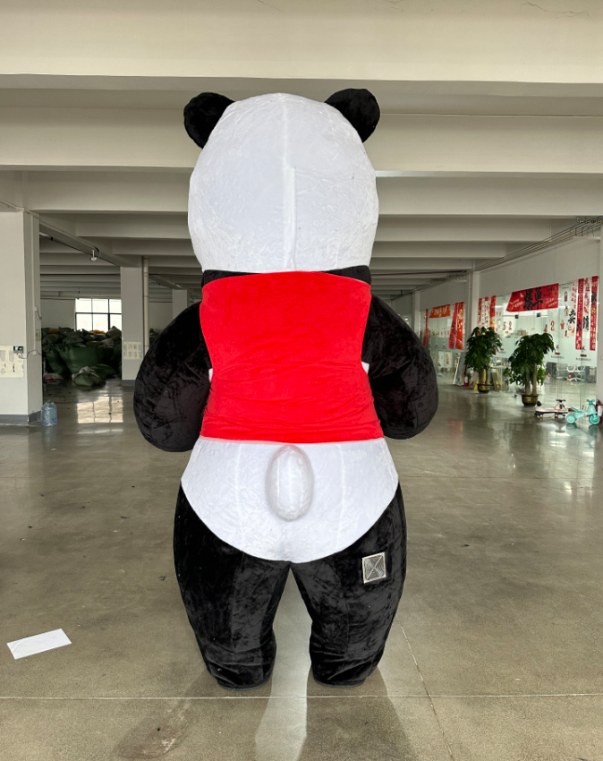 New Black Tie Inflatable White Polar Bear Panda Mascot Costume Adult Wearable Walking Cartoon Costumes Adult Costume Features