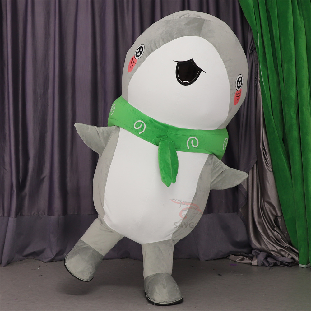 Inflatable Shark Mascot Costume Adult Size Halloween Event Decorations Cute Shark Toy Turtle with Inflatable Features