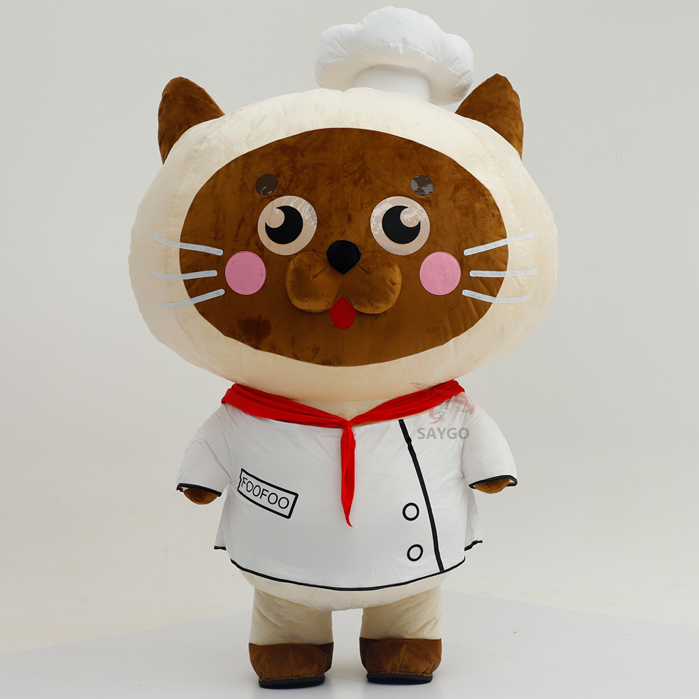 Cusom Cook Cat Chef Inflatable Mascot Costume for Advertisement Business 2.2m 2.6m Inflatable Chef cat Mascot Costume with Brand logo,Big Mascot,Brown cat Chef Inflatable Mascot Costume for Advertisement Business 2.2m 2.6m Inflatable Chef cat Mascot Costume with Brand logo
