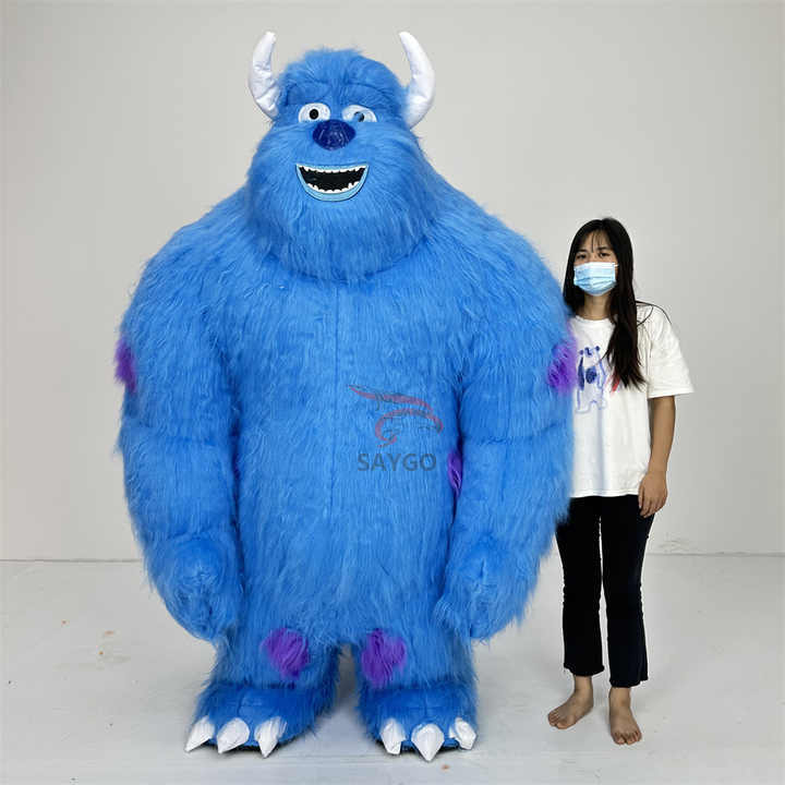 Sully 2m 2.6m Blue Monster Custom Coslpay Animal Inflatable Toy Mascot Costume Movie Cartoon Character Mascot Costume for Sale