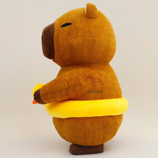 Party Advertising Cosplay Inflatable Walking Capybara Animal Mascot Costume with Duck Swimming Ring for Adults-Custom Design
