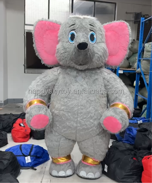 Outdoor Adult Anime Costumes Long Furry Inflatable Elephant Mascot Costume 2/2.6m Grey Elephant Cosplay Anime Clothes