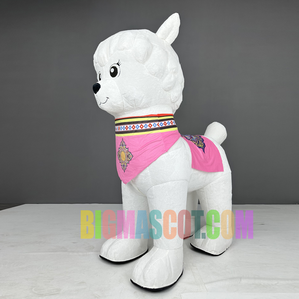 White Inflatable Alpaca Mascot Costume for Adults Dress 2.2m Unisex Plush Alpaca Sheep Cosplay Costumes Party Dress