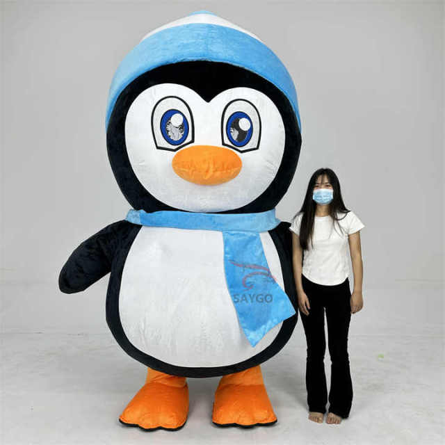 Animal Theme Party 2m/2.6m Walking Moving Cosplay Cartoon Penguin Inflatable Mascot Costume Battery Blow up Suit for Adults