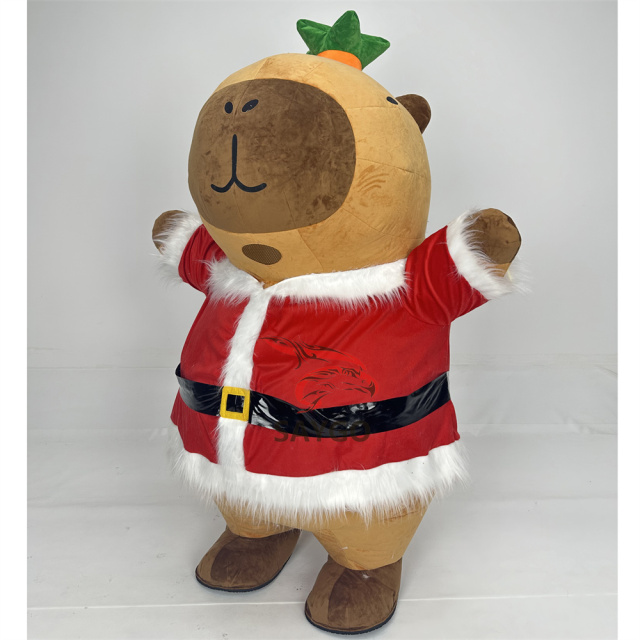 Lovely Design Santa Style Plush Capybara Mascot Costume 2/2.6m Adult Inflatable Capybara Hamster Costume Dress up Cloth for Sale