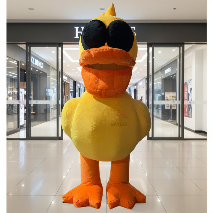 Unisex Lovely Duck Inflatable Cartoon Animal Mascot Costume for Halloween and Christmas Food Theme Entertainment