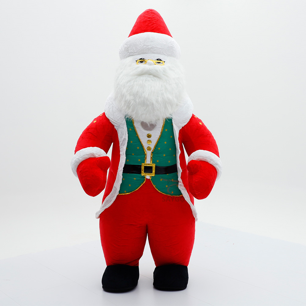 Christmas Inflatable Santa Clause Mascot Costume Multiple Colors Plush Fur Suit for Adults Festive Events Walk-Through Mascot