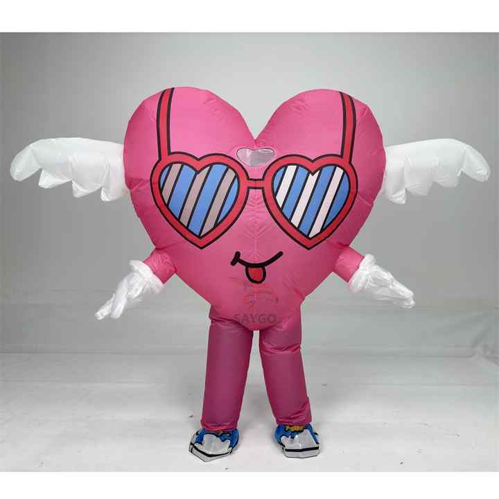 Swing Angle Inflatable Heart Mascot Costume for Adults Dress up Festivals Performance Wear