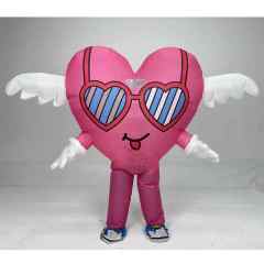 Swing Angle Inflatable Heart Mascot Costume for Adults Dress up Festivals Performance Wear