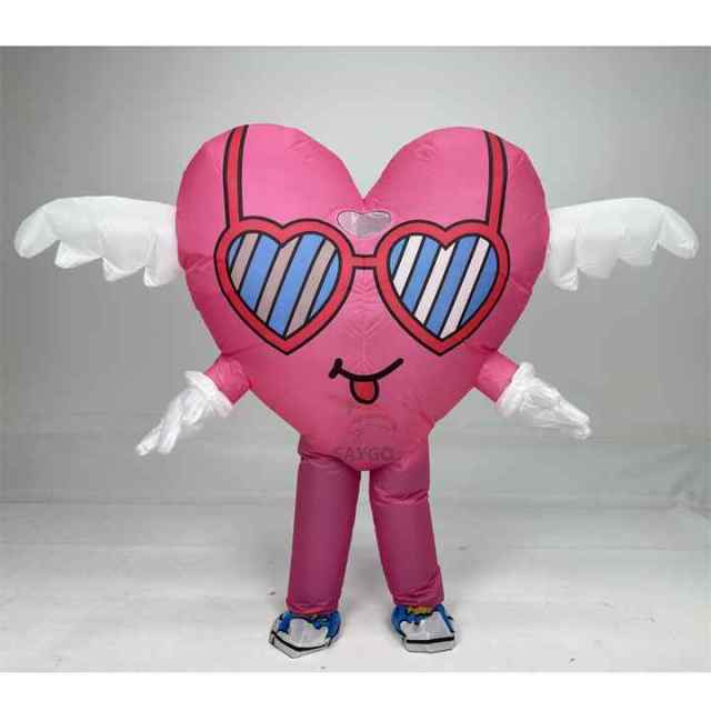 Swing Angle Inflatable Heart Mascot Costume for Adults Dress up Festivals Performance Wear