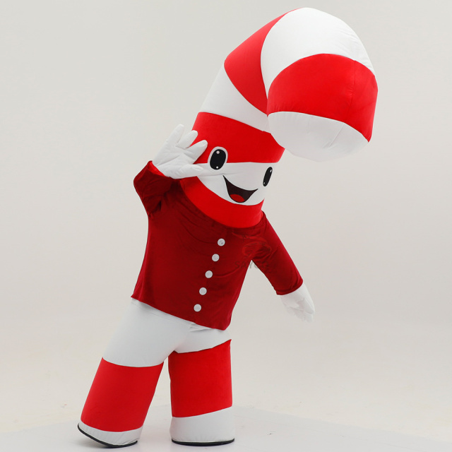 Inflatable Performance Costume Customized Inflatable Candy Cane Mascot Costume Adult Christmas Parade Decoration for Halloween